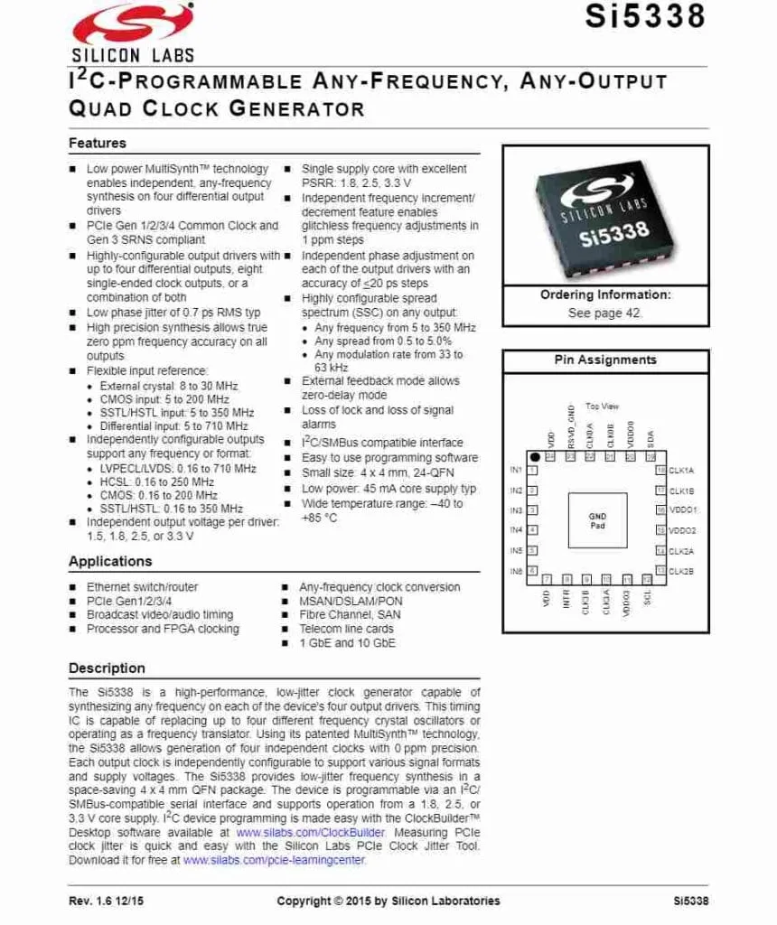 a picture of SI5338B-B-GMR data-sheet