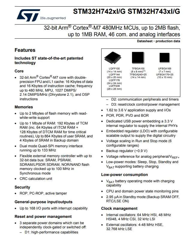 jpg picture of stm32h743zit6 datasheet