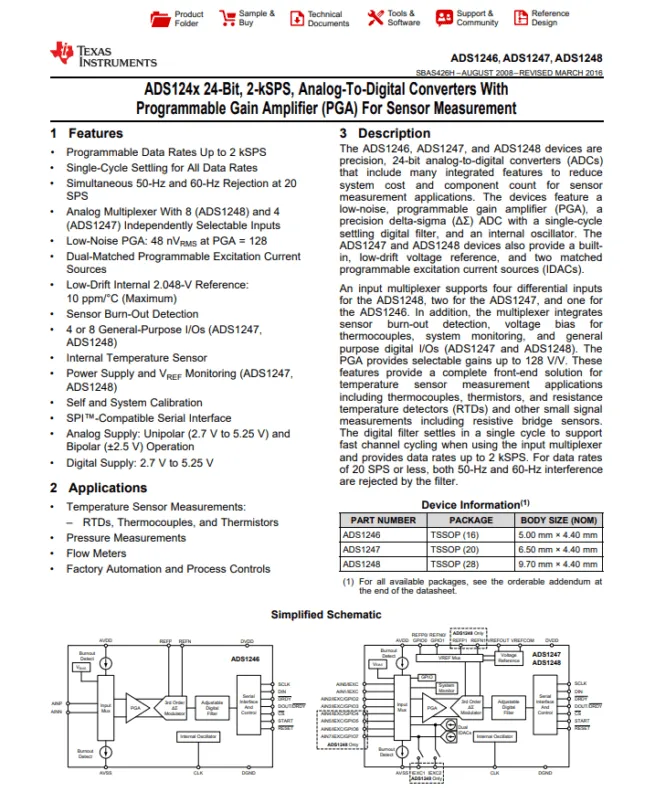 picture of ads1248ipwr data sheet